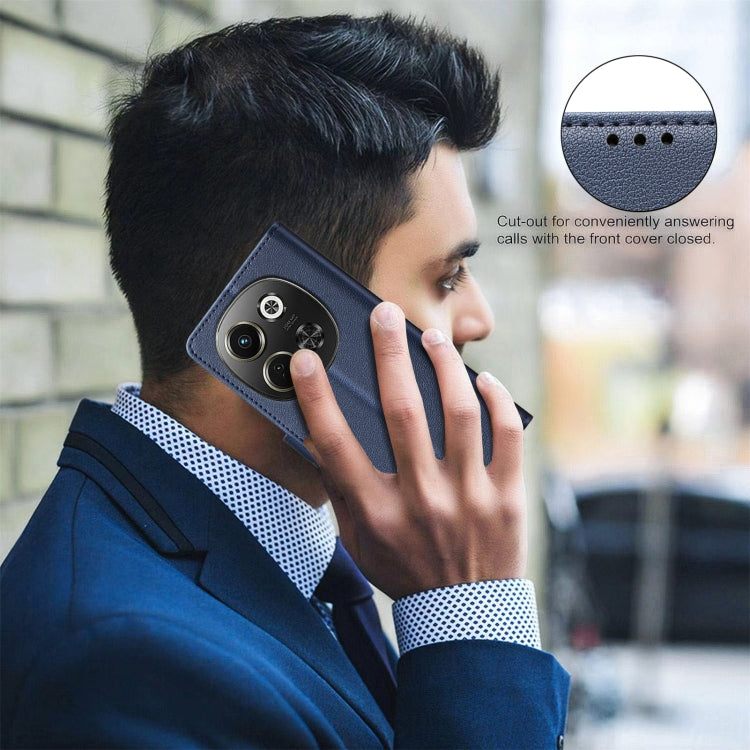 Funda de Cuero Antirrobo con Textura de Lichi Rfid para Tecno Pova 6 Neo 5G y Spark 30 5G (Azul)