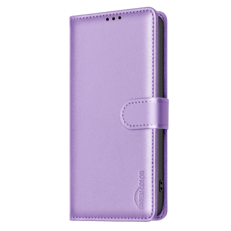 Funda de Cuero Antirrobo RFID con Textura Litchi para Tecno Spark 30 Pro 4G (Morado)