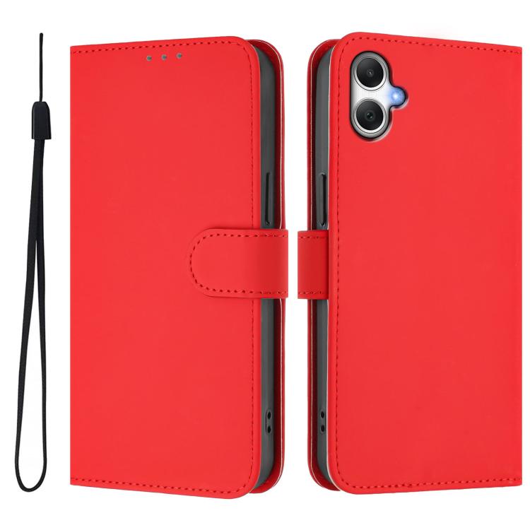 Funda de piel sintética con cordón para Samsung Galaxy A07 4G (color sólido) (rojo)