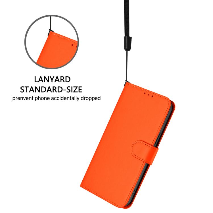 Funda de piel con textura de color liso y cordón para Samsung Galaxy A07 4G (naranja)