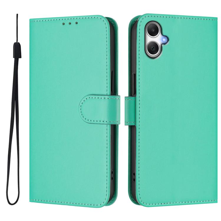 Funda de piel con textura de color liso y cordón para Samsung Galaxy A07 4G (verde)
