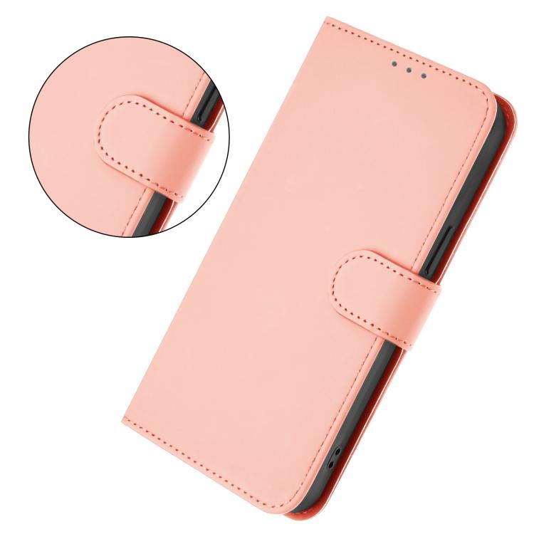 Funda de piel con textura de color liso y cordón para Samsung Galaxy A17 5G (rosa)