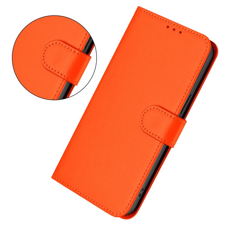 Funda de piel con textura de color liso y cordón para Samsung Galaxy A17 5G (naranja)