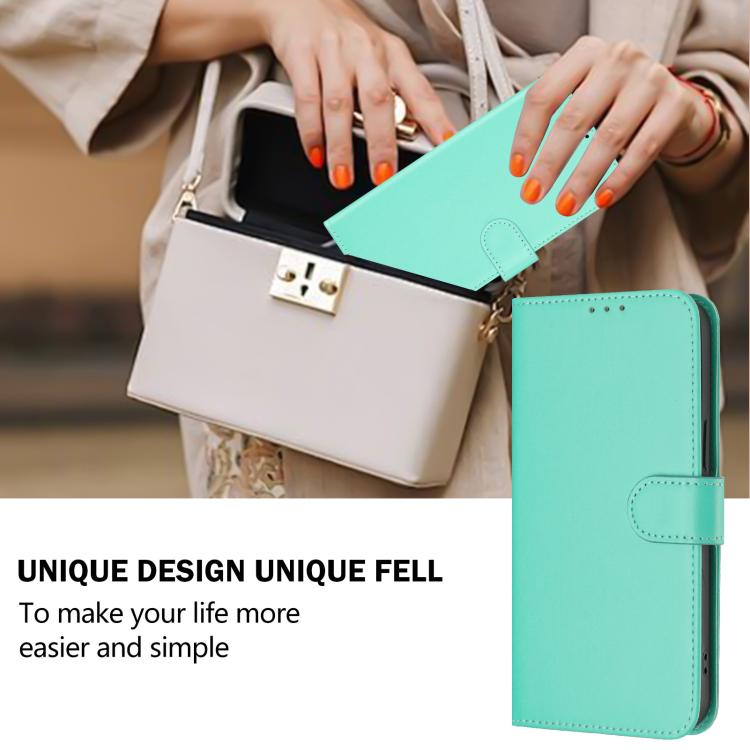 Funda de piel con textura de color liso y cordón para Samsung Galaxy A17 5G (verde)