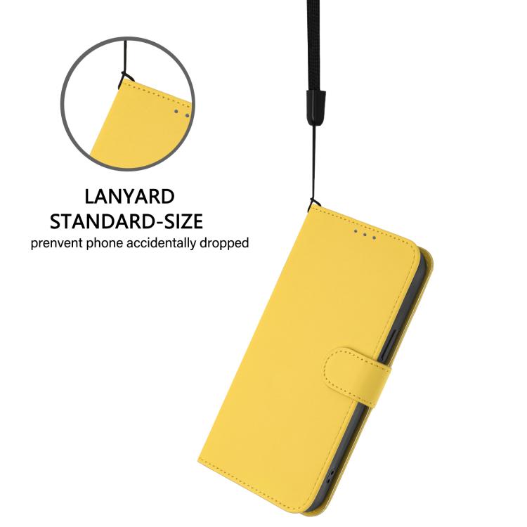 Funda de piel con textura de color liso y cordón para Samsung Galaxy A17 5G (amarillo limón)