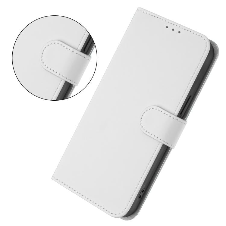 Funda de piel con textura de color liso y cordón para Samsung Galaxy A17 5G (blanco)