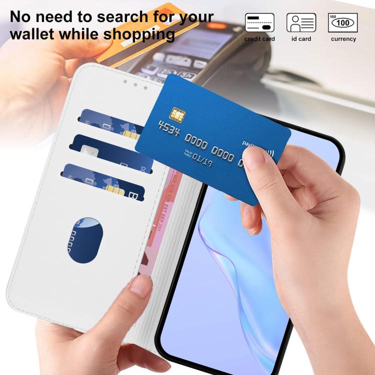 Funda de piel con textura de color liso y cordón para Samsung Galaxy A17 5G (blanco)