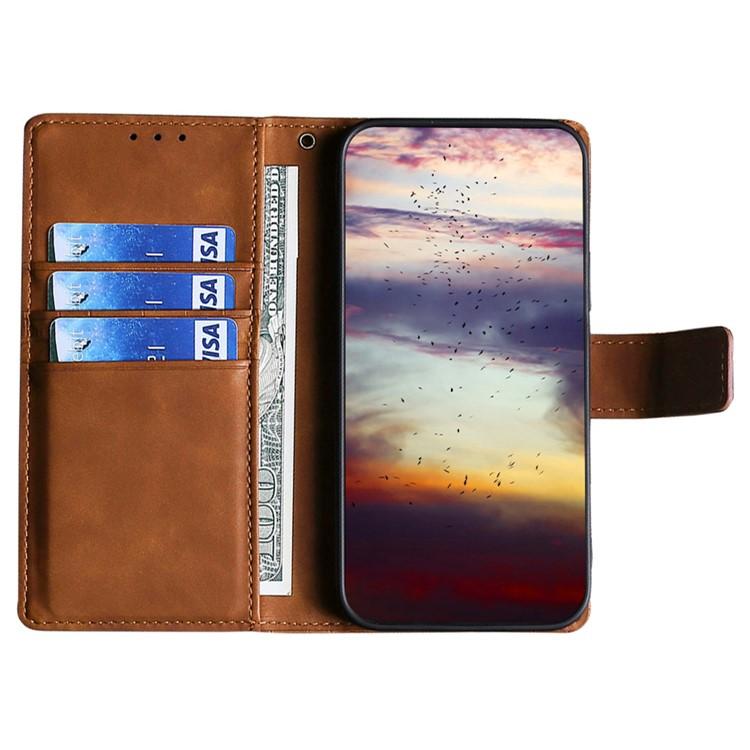 Funda de piel con cierre magnético y diseño de cocodrilo para Samsung Galaxy F06 5G (marrón)