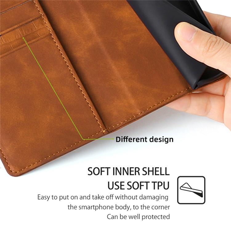 Funda de piel con cierre magnético y diseño de cocodrilo para Samsung Galaxy F06 5G (marrón)