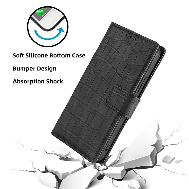 Funda de piel con cierre magnético y diseño de cocodrilo para Samsung Galaxy Xcover 7 Pro 5G (negra)