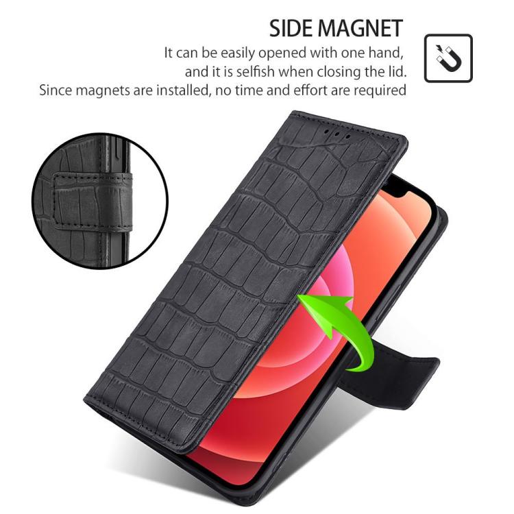 Funda de piel con cierre magnético y diseño de cocodrilo para Samsung Galaxy Xcover 7 Pro 5G (negra)