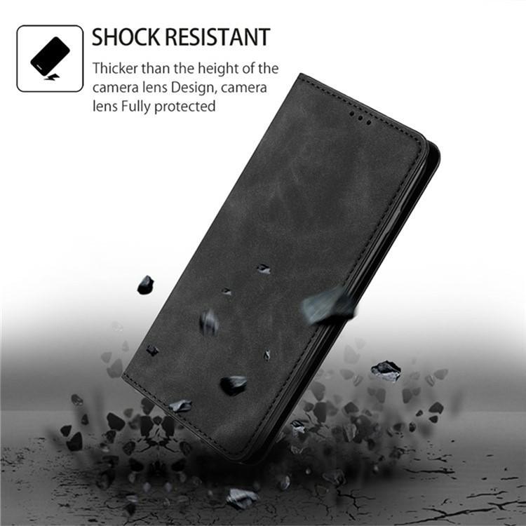 Funda de cuero magnética con textura de piel para Samsung Galaxy F06 5G (negra)