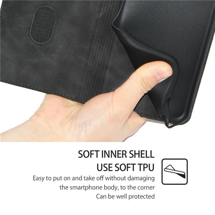 Funda de cuero magnética con textura de piel para Samsung Galaxy F06 5G (negra)