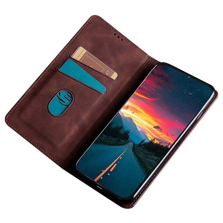 Funda de cuero magnética con textura de piel para Samsung Galaxy Xcover 7 Pro 5G (marrón oscuro)