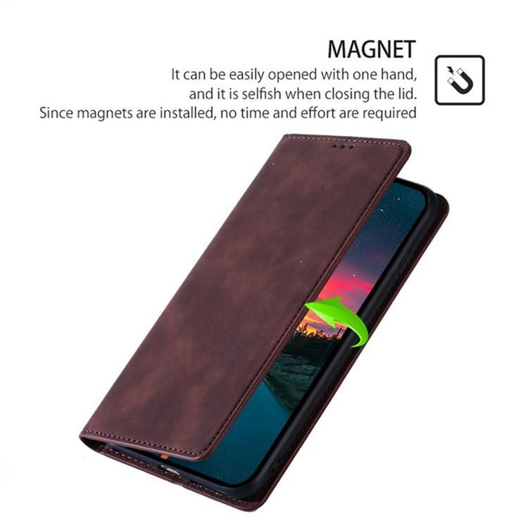 Funda de cuero magnética con textura de piel para Samsung Galaxy Xcover 7 Pro 5G (marrón oscuro)