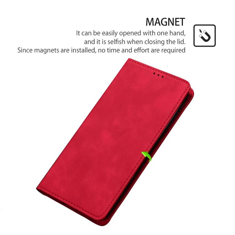 Funda de cuero magnética con textura de piel para Samsung Galaxy Xcover 7 Pro 5G (roja)
