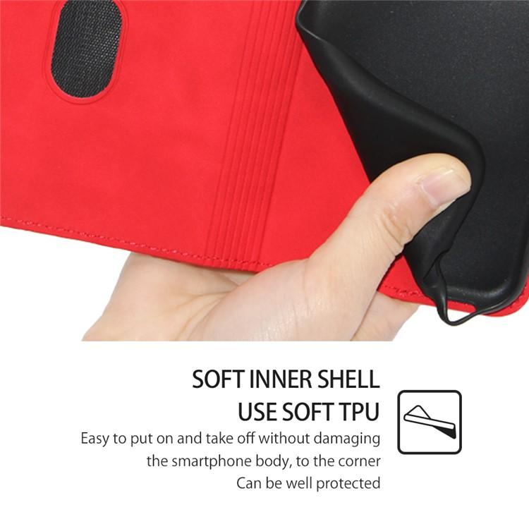 Funda de cuero magnética con textura de piel para Samsung Galaxy Xcover 7 Pro 5G (roja)