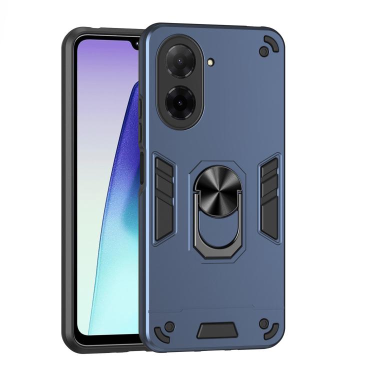 Funda de teléfono con anillo de metal a prueba de golpes de 171,7 mm para Xiaomi Poco C71 / Redmi A5 4G (azul)