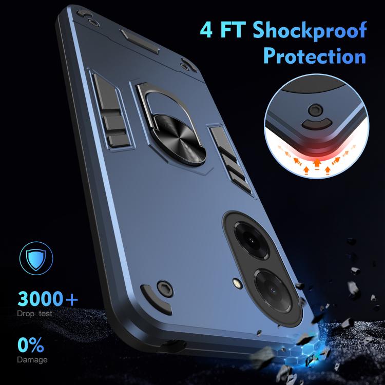 Funda de teléfono con anillo de metal a prueba de golpes de 171,7 mm para Xiaomi Poco C71 / Redmi A5 4G (azul)