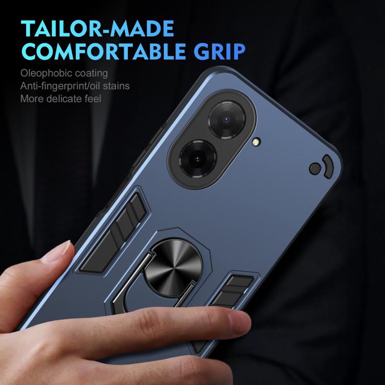 Funda de teléfono con anillo de metal a prueba de golpes de 171,7 mm para Xiaomi Poco C71 / Redmi A5 4G (azul)