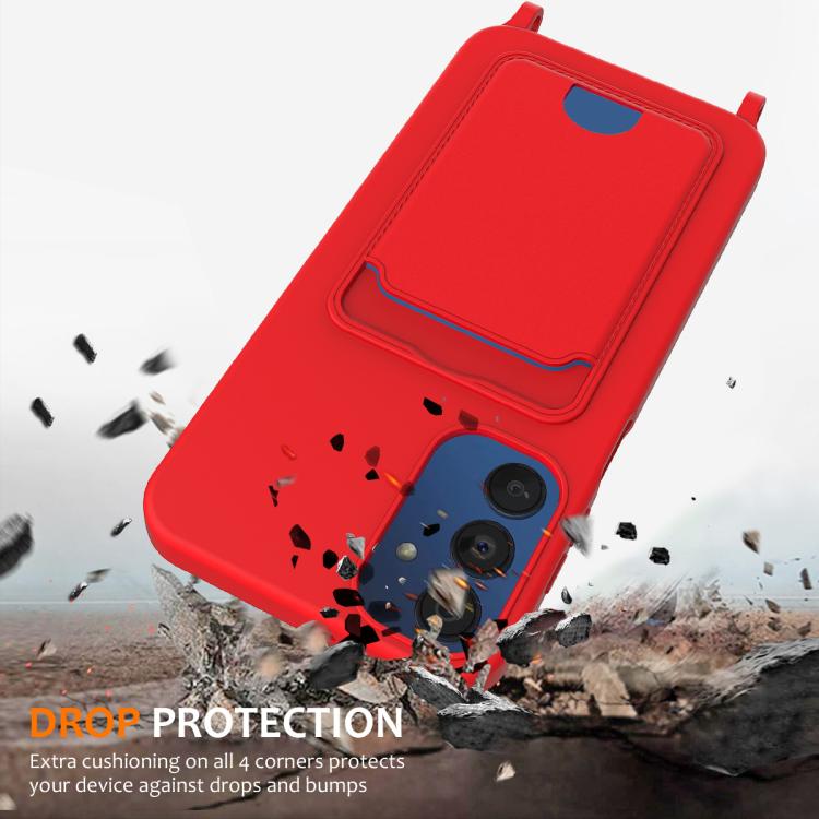 Funda de silicona líquida de color sólido con cordón para Samsung Galaxy A54 5G (rojo)