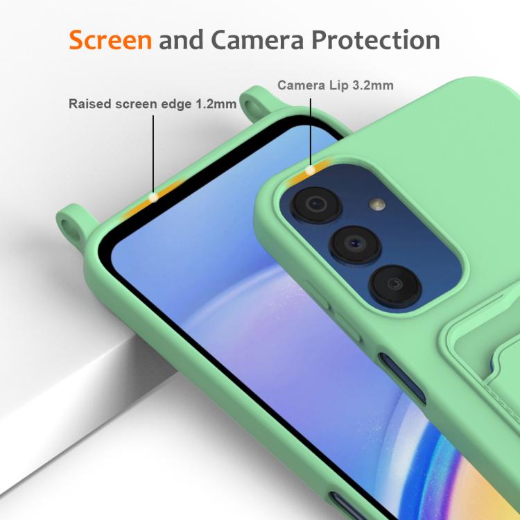 Funda de silicona líquida de color sólido con cordón para Samsung Galaxy A54 5G (verde)
