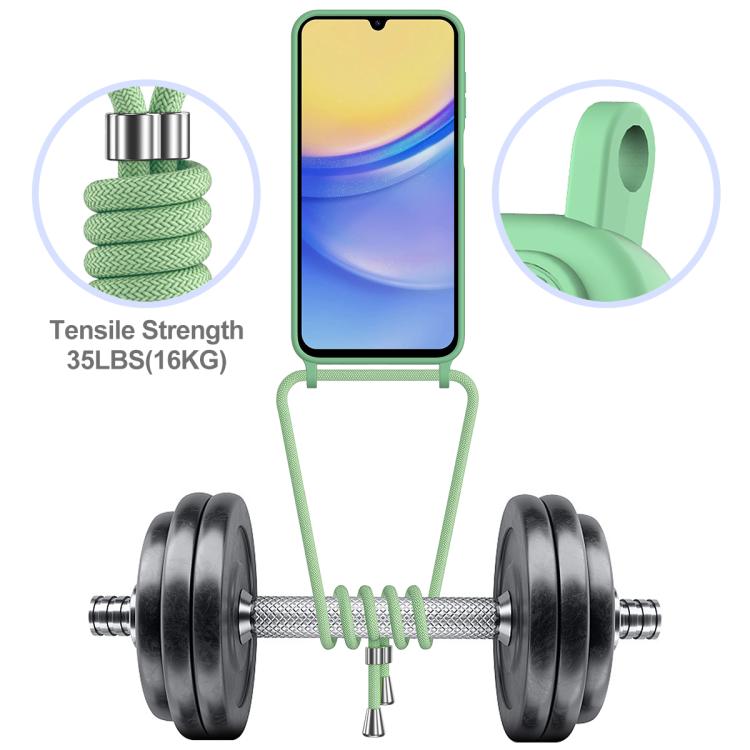Funda de silicona líquida de color sólido con cordón para Samsung Galaxy A54 5G (verde)