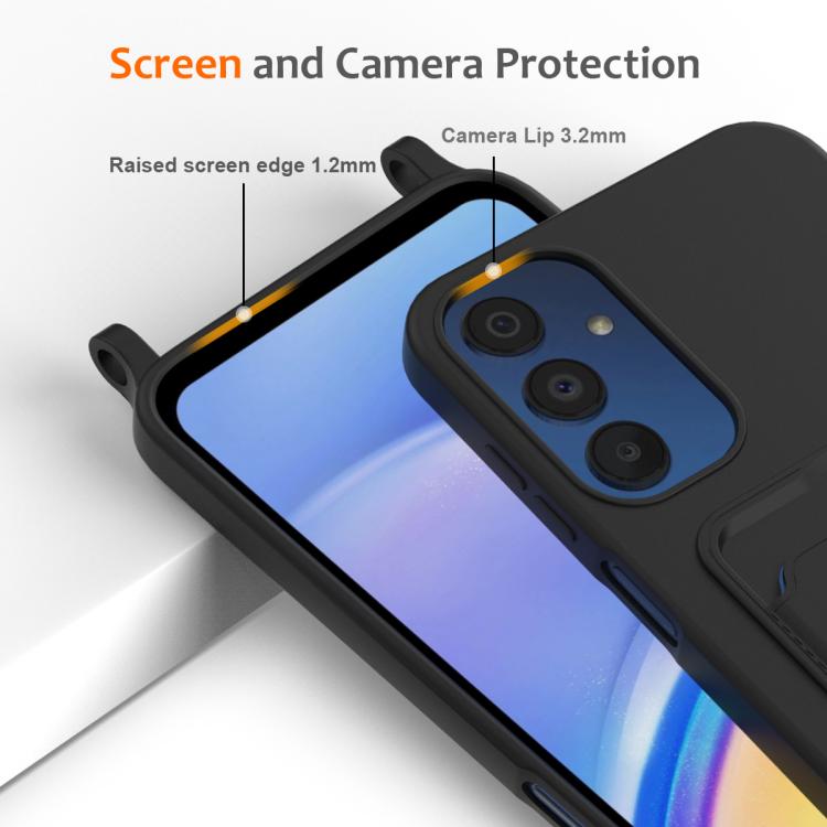 Funda de silicona líquida de color sólido con cordón para Samsung Galaxy A54 5G (negro)