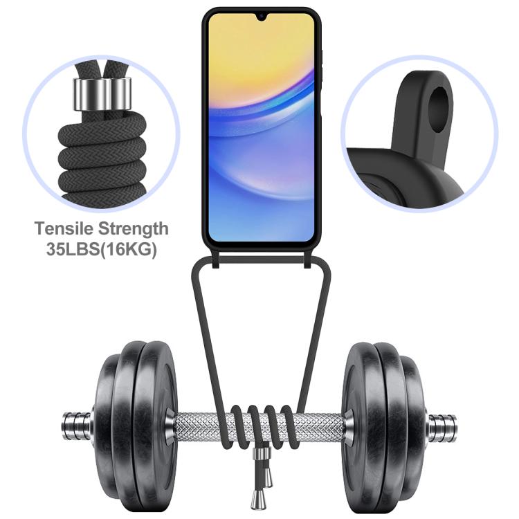 Funda de silicona líquida de color sólido con cordón para Samsung Galaxy A54 5G (negro)