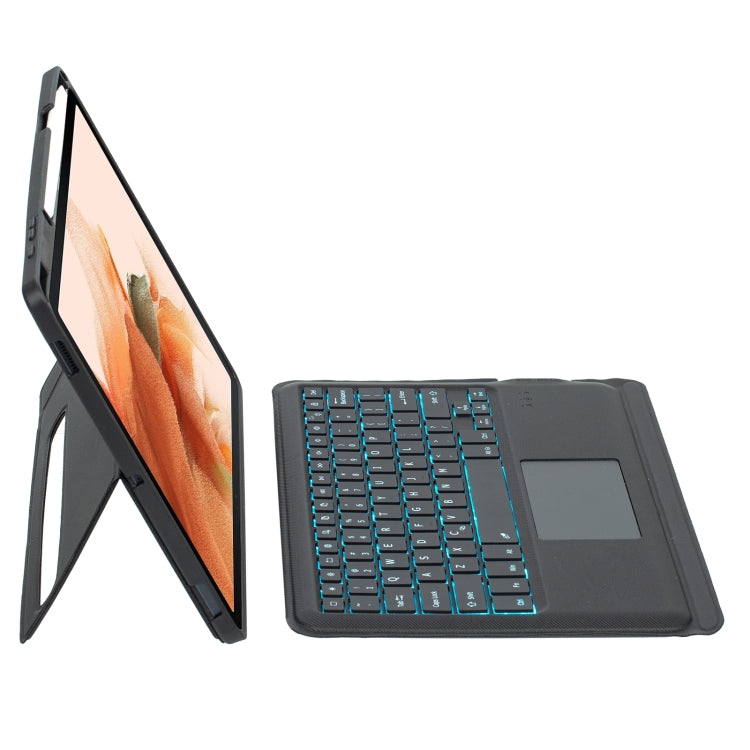 Funda de Cuero con Teclado Bluetooth Retroiluminado Desmontable y Panel Táctil para Samsung Galaxy Tab S10+ / S9 Fe+ / S9+ (Negro)