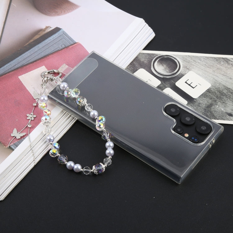 Pulsera de Aleación con Cuentas de Mariposa y Cordón Corto Antipérdida para Teléfono (Rosa)