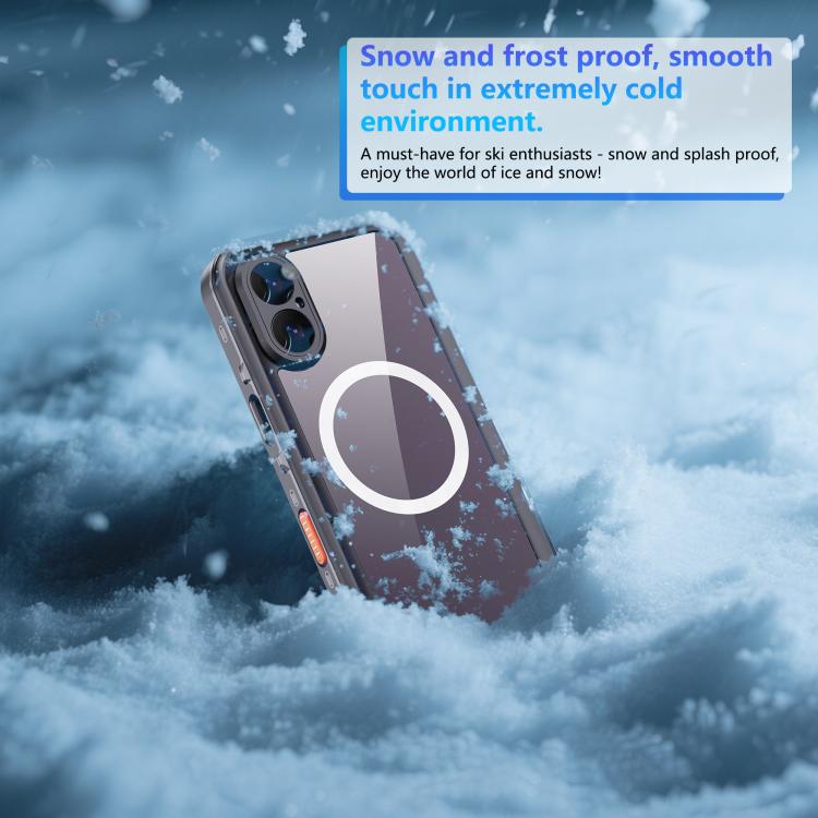 Funda RedPepper Transparent Dot IP68 para iPhone 17, resistente al agua y con triple protección MagSafe (negro y gris oscuro)