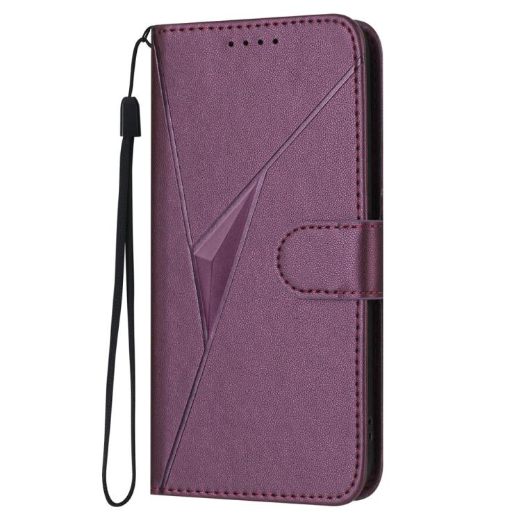 Funda de cuero con hebilla y diseño triangular para Samsung Galaxy S25 FE 5G (morado oscuro)