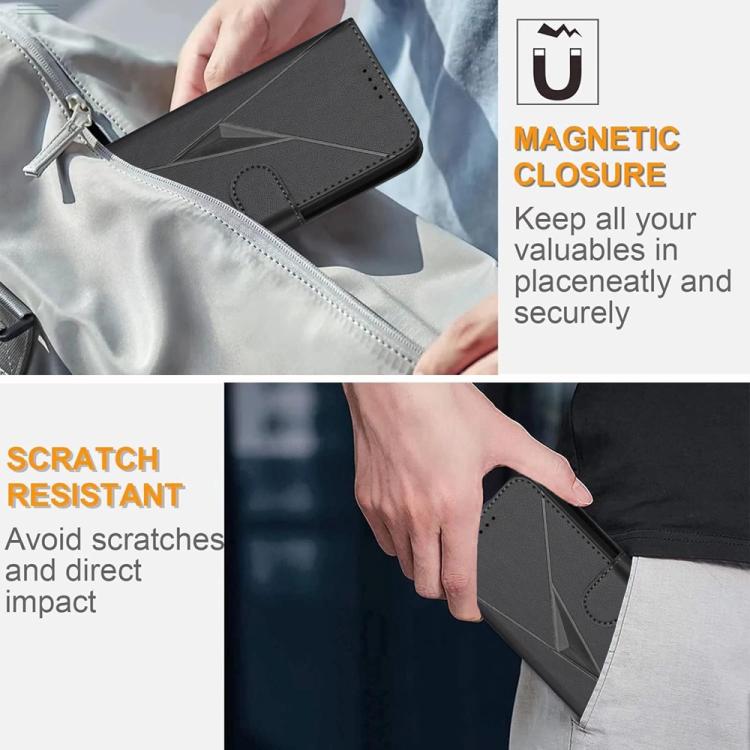 Funda de cuero con hebilla y diseño triangular para Samsung Galaxy S25 FE 5G (negra)