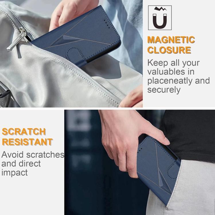 Funda de cuero con hebilla y diseño triangular para Samsung Galaxy S25 FE 5G (azul rey)