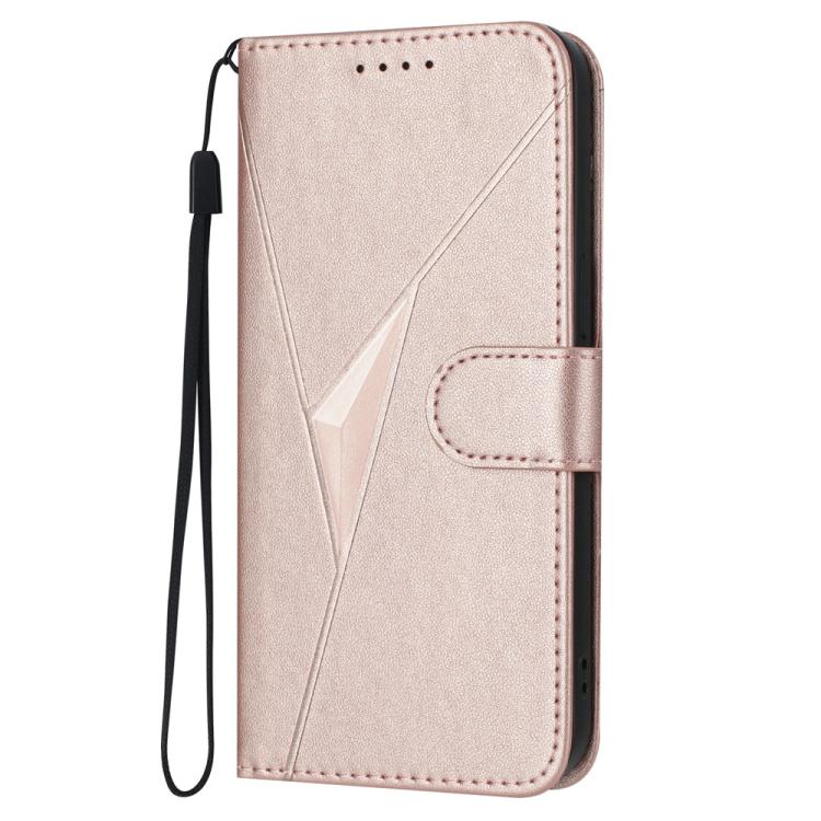 Funda de cuero con hebilla y diseño triangular para Samsung Galaxy S25 FE 5G (oro rosa)