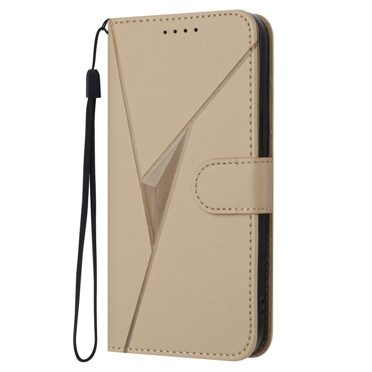 Funda de Cuero para OnePlus 9 Pro con Cierre de Hebilla y Diseño Triangular (Dorada)