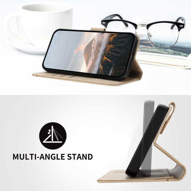 Funda de Cuero para OnePlus 9 Pro con Cierre de Hebilla y Diseño Triangular (Dorada)