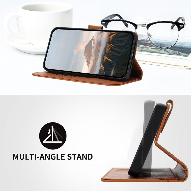 Funda de Cuero para OnePlus 11 con Cierre de Hebilla y Diseño Triangular (Marrón)