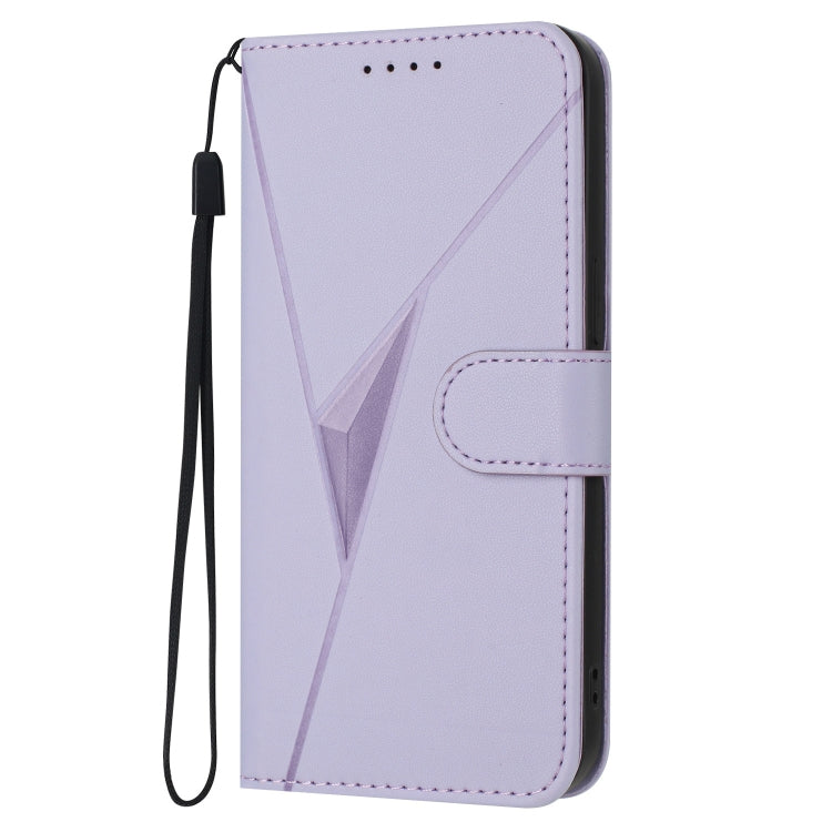 Funda de Cuero con Cierre de Hebilla y Diseño Triangular para OnePlus Nord 3 (Morado Claro)