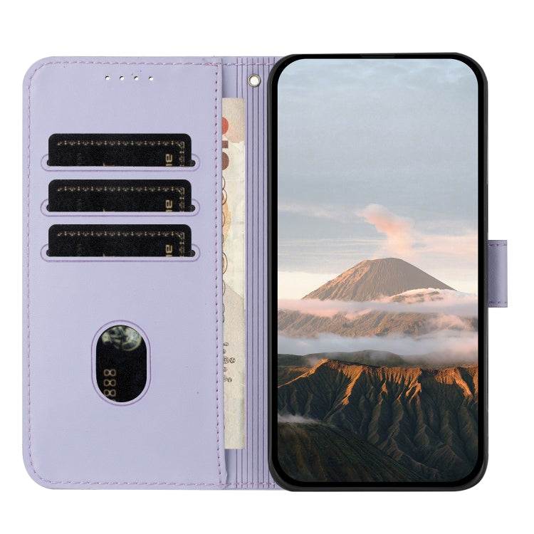 Funda de Cuero con Cierre de Hebilla y Diseño Triangular para OnePlus Nord 3 (Morado Claro)
