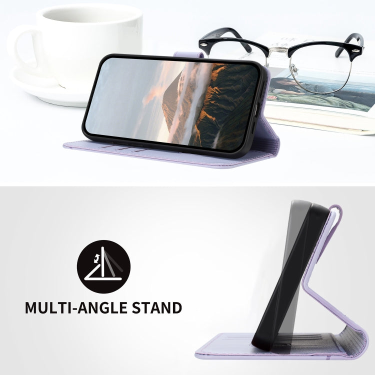 Funda de Cuero con Cierre de Hebilla y Diseño Triangular para OnePlus Nord 3 (Morado Claro)
