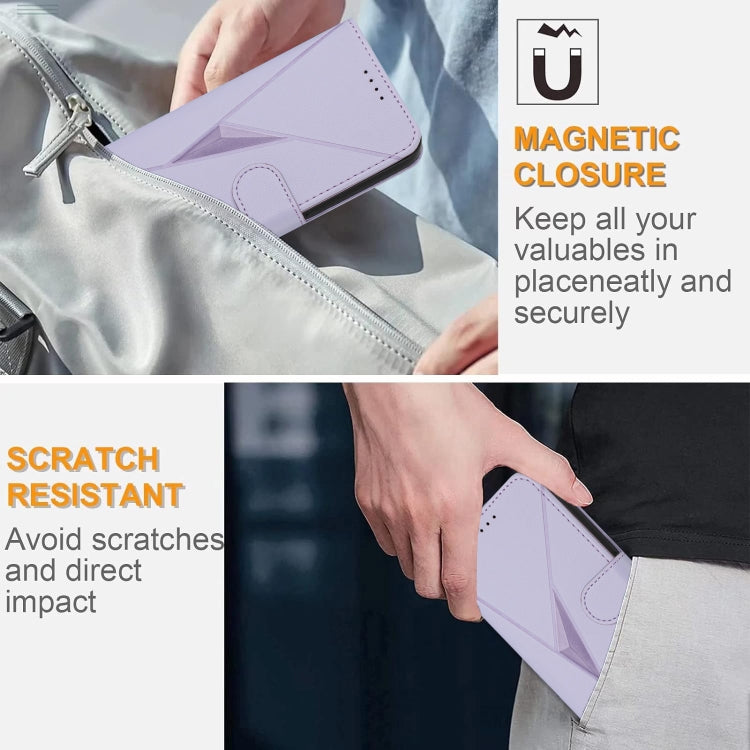 Funda de Cuero con Cierre de Hebilla y Diseño Triangular para OnePlus Nord 3 (Morado Claro)