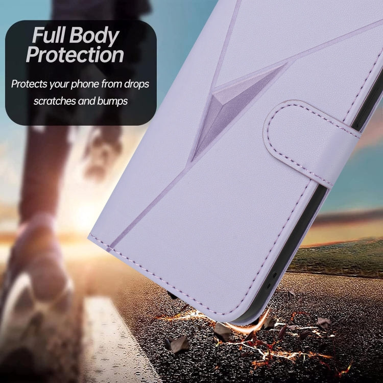 Funda de Cuero con Cierre de Hebilla y Diseño Triangular para OnePlus Nord 3 (Morado Claro)