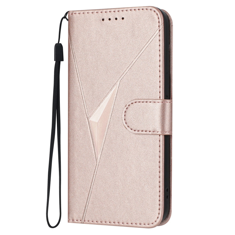 Funda de Cuero para OnePlus Nord Ce 5G con Cierre de Hebilla y Diseño Triangular (Oro Rosa)