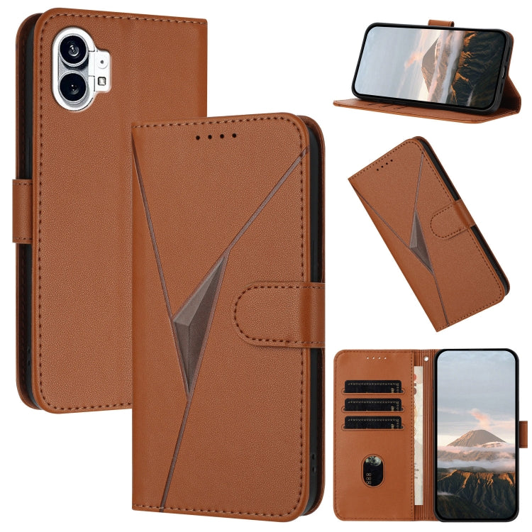 Estuche para Teléfono Cuero con Hebilla y Triángulos For Nothing Phone 1 (Marrón)