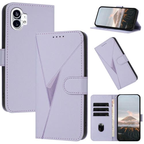 Estuche de Cuero con Hebilla y Diseño Triangular para For Nothing Phone 1 (Morado Claro)