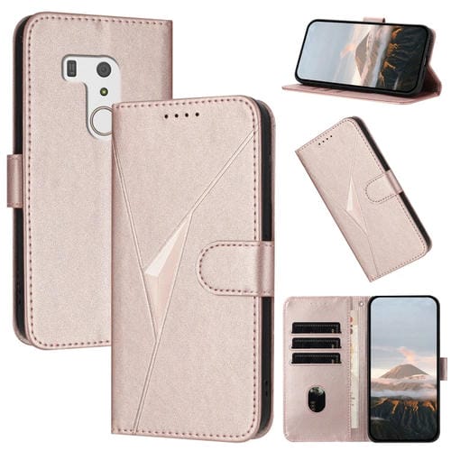 Estuche de Cuero con Hebilla para Teléfono Fujitsu Arrows F-01L F-42A (Oro Rosa)