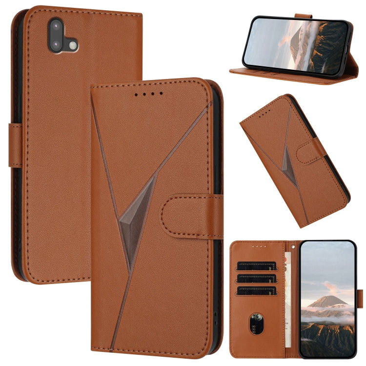 Estuche de Cuero con Hebilla y Diseño Triangular para Fujitsu Arrows U 801Fj (Marrón)