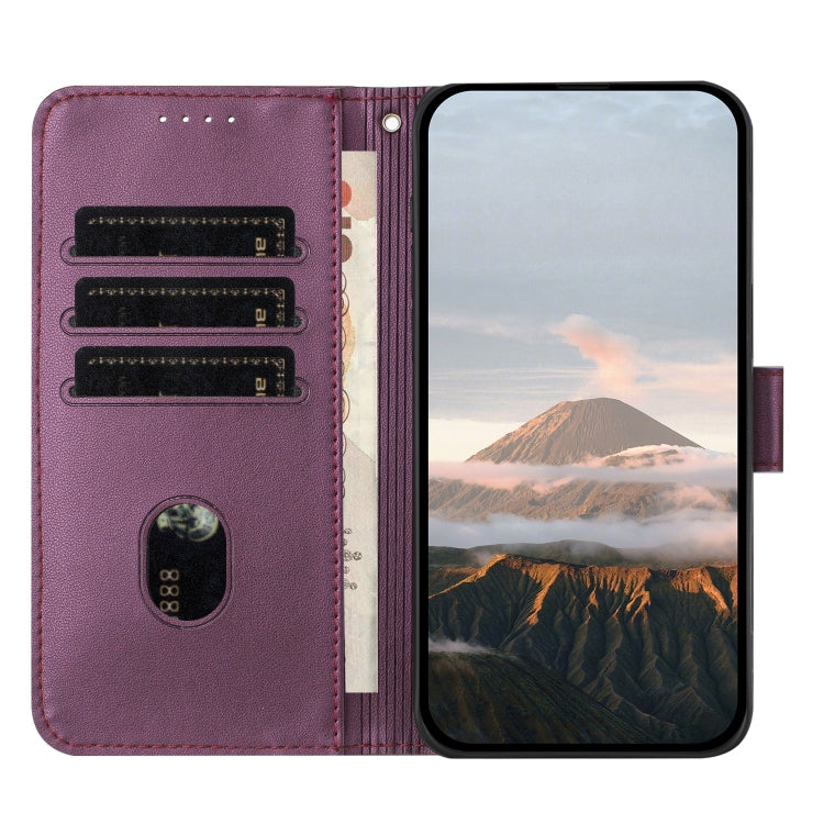 Funda de Cuero para Sharp Aquos R3 con Cierre de Hebilla y Diseño Triangular (Morado Oscuro)
